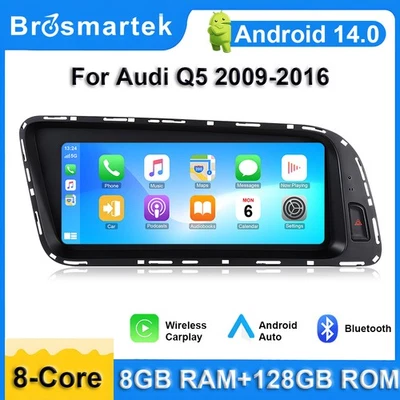 8.8" Android 14 Autoradio CarPlay 8+128GB WiFi Für Audi Q5 Multimedia 2009-2016 - Bild 1 von 4