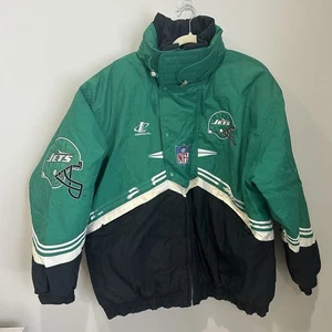 New York Jets 90sLOGO ATHLETIC puffer jacket 2X Kelly/black NFL Pro Line - Picture 1 of 10
