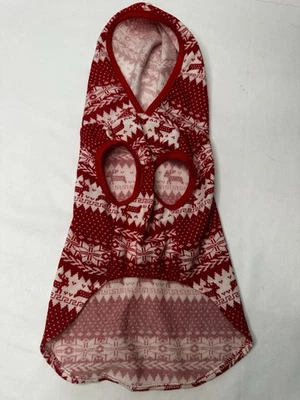 Pequeño Perro Navidad Reno Sudadera con Capucha Rojo y Blanco Pullover Lindo Cómodo Conjunto para Mascotas Foto 1 de 4