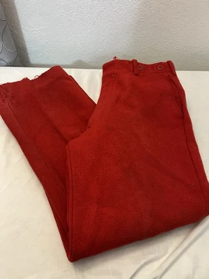 Vintage 100% Wool Men's Hunting Outdoor Pants Red Pockets 1970s USA Sz 34” X 28” - Image 1 of 4
