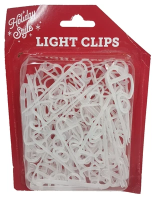 Christmas Light Clip Hooks White Plastic  60 count Holiday Style New - Image 1 of 4