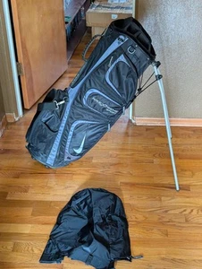Excellent Nike Xtreme Sport Black Size 8-Way Stand Golf Bag WITH RAIN COVER - Picture 1 of 10