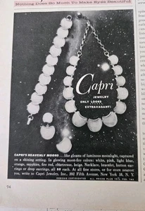 Pulsera Capri Heavenly Moon 1957 collar pendientes joyería vintage anuncio - Imagen 1 de 1