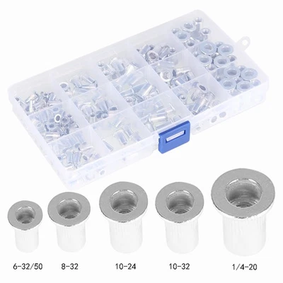 FINDMALL 150 Pack Aluminum Rivet Nut Kit Sliver Rivnut Nutsert Standard Inch SAE Imperial