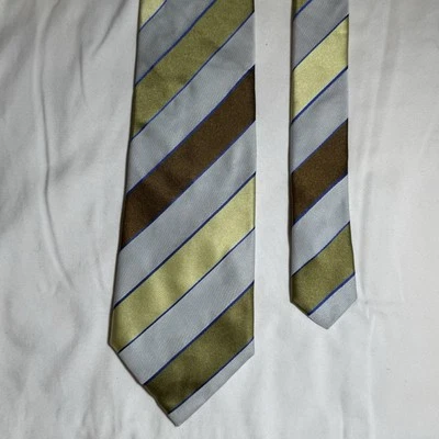 Hugo Boss 男式领带多色对角线条纹 100% 真丝意大利制造 — 第 1/4 张图片