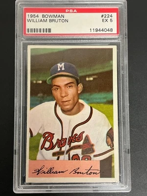 1954 Bowman #224 William Burton Milwaukee Braves PSA 5 EX 048 - Image 1 of 3