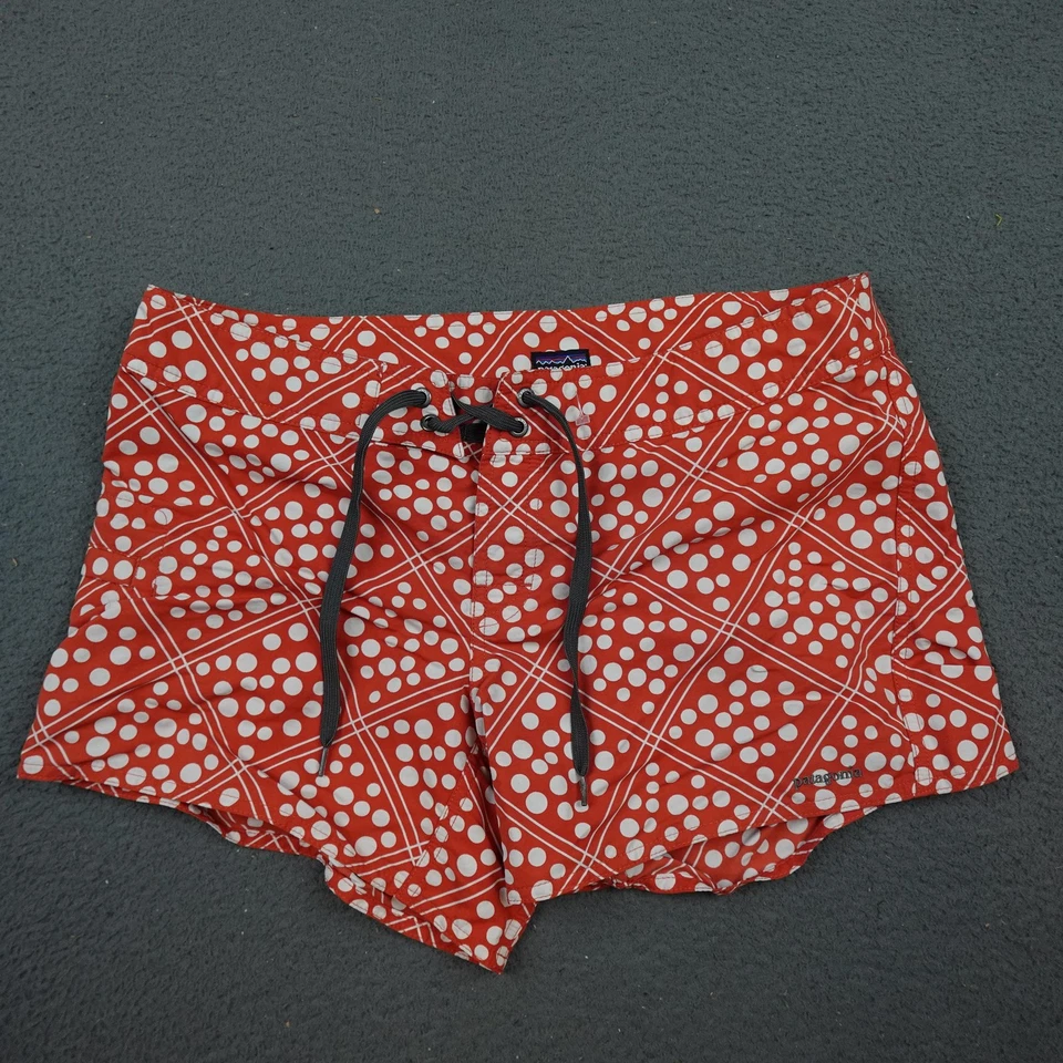 Pantalones Cortos Patagonia Wavefarer Para Mujer 10 Lunares Rojos Natación Nylon Cordón Foto 1 de 4