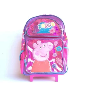 New Peppa Pig Shine Pink Large Rolling Backpack - Picture 1 of 3