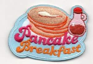 PANCAKE BREAKFAST Iron On Patch Food Breakfast Fund Raising Cooking Scouts - Picture 1 of 1