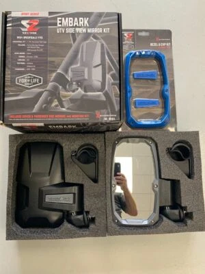 Espejos retrovisores laterales plegables Kawasaki Mule Pro-FX Pro-FXT Seizmik Embark 2015+ AZUL Foto 1 de 4