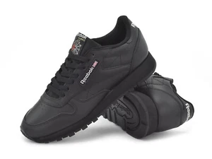 Reebok Classic Leather Unisex Trainers Mens Sizes Black/Black Adults Sneakers - Imagen 1 de 7