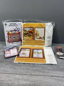 Vintage Cross Stitch Lot Oval Hoop And Display Stand Kit Harvest Time - Picture 1 of 17