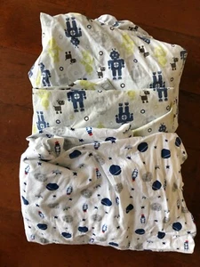 Lot x 3 Standard Fitted Crib Sheets Robots & Space Ship Rockets Planets EUC - Picture 1 of 2