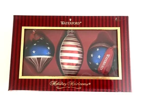 Waterford Holiday Heirlooms 3er Set Amerikanische Flagge USA Weihnachtsschmuck - Bild 1 von 8