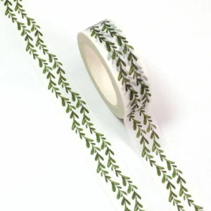 Washi Tape Vine Leaves Double Green Botanical Leaf Plant 15mm x 10m - Picture 1 of 11