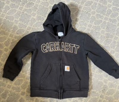 Sudadera Carhartt Niño Talla 6 Negra Cremallera Completa Bolsillos con Capucha Foto 1 de 4