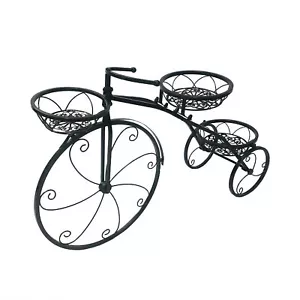 Tricycle Planter Metal Plant Stand Baskets Bicycle Garden Bike Flower Pot Decor - Picture 1 of 9