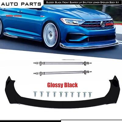 Front Bumper Lip Spoiler Splitter Bod Kit Strut Rod For Volkswagen Jetta Passat Foto 1 de 4