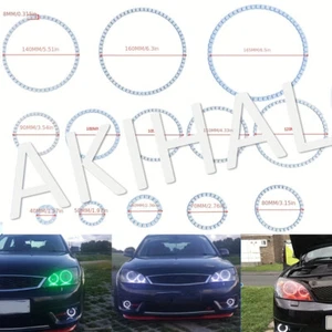 Multicolor LED RGB Angel Eyes Halo Rings for Vehicle Retrofit Headlight FogLight - Picture 1 of 12