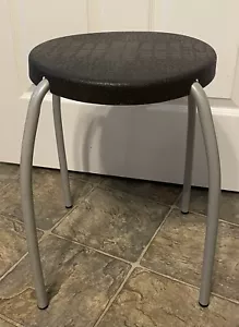 Vintage Ikea Stool 1970’s Style Black Retro Plastic Seat, Metal Legs - Picture 1 of 12