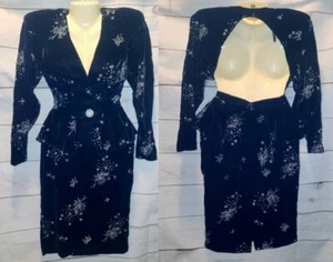 Vintage Climax 5 6 Rock Top Set 2-teilig Samt Splitter Rückenfrei Cocktail Schößchen Jacke - Bild 1 von 12