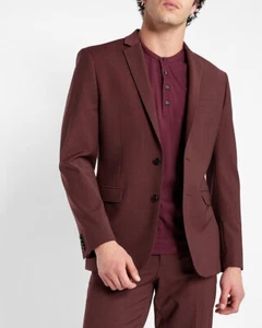 NEW EXPRESS $298 BURGUNDY EXTRA SLIM WOOL BLEND MODERN TECH SUIT JACKET SZ 42L - Picture 1 of 7