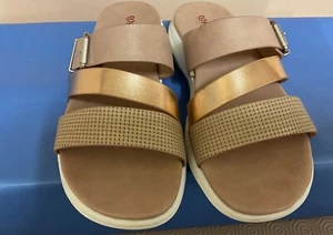 Heavenly Feet Rose Gold/Biege Leather Comfort Mules/Slider Size 5 - Picture 1 of 3