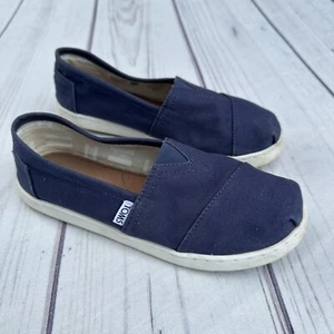 Toms Alpargata Navy Blue Canvas Slip On Size 4 Youth Girls - Picture 1 of 9