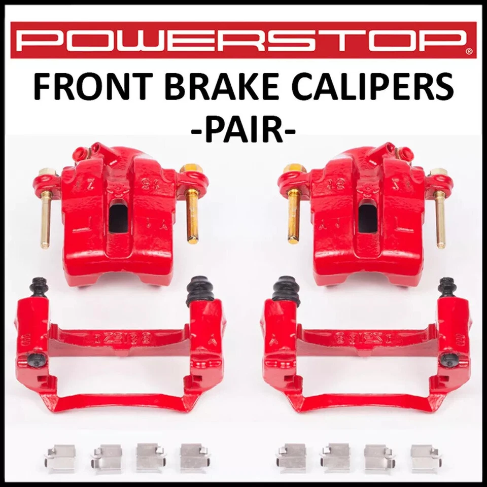 Pinzas de freno flotantes rojas delanteras PowerStop con soportes para Mazda Miata 1994-2000 Foto 1 de 2