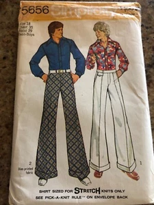 🌹 1973 SIMPLICITY #5656-TEEN BOYS RETRO PANTS & LONG SLEEVE SHIRT PATTERN 18 FF - Picture 1 of 3