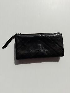 Black Rugged Hide Leather Coin Purse & Card Holder Zip Closure Softest Leather 