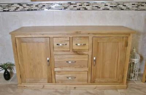 Solid Oak Bathroom Furniture | 1430mm Vanity Cabinet Cupboard Storage Sideboard - Picture 1 of 6