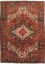 Hand Knotted Red Tribal Oriental Heriz Area Rug Wool Carpet 7'10" x 11'1"