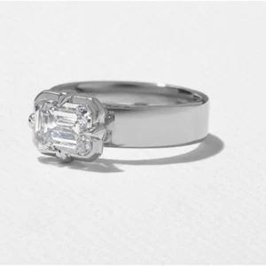 1.75 Ct Lab Created Emerald Cut Diamond Ring IGI Certified Platinum PT950 E F VS - Picture 1 of 12