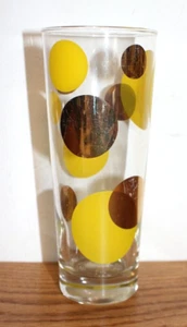 Vaso de bar Russel Wright Eclipse amarillo y dorado a lunares Highball - Imagen 1 de 4