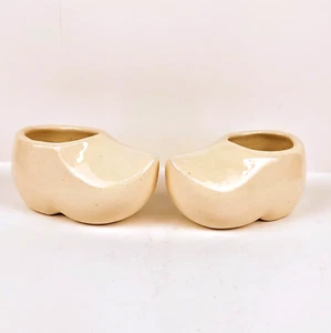 Dutch Clog Pair Miniature Planters Porcelain 2" Tall, 4" Long 2" Wide Vintage - Picture 1 of 12
