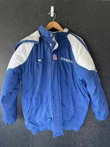 Vintage 90s STARTER Dallas Cowboys Authentic Pro Line NFL Puffer Jacket Med VTG - Picture 1 of 15