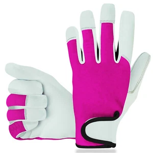 Ladies / Mens Leather Gardening Gloves Thorn Proof Garden work gloves Pink - Picture 1 of 1