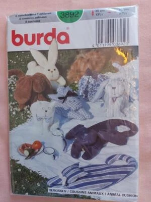 Burda 3892 Stuffed Rabbit, Cat & Dog Toy Pattern Size 13.5-27.5" - Image 1 of 2