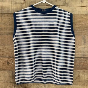 Vintage 1960s 1970s Mod Striped Knit Sleeveless Sweater Vest Sz Medium - Picture 1 of 4