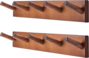 2 Pack Coat Rack Wall Mount, 17 Inch Coat Hooks for Hanging, Wooden Wall Hooks R - Picture 1 of 7