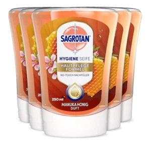 Sagrotan No-Touch Nachfüller Mandelblüte und Manukahonig Handseife 5 x 250 ml - Bild 1 von 4