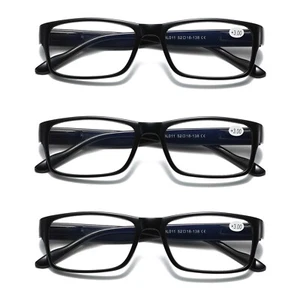 3 PK Mens Unisex Blue Light Blocking Reading Glasses Black Spring Hinge Readers - Picture 1 of 7