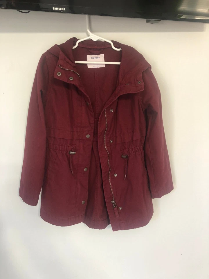 Old Navy Hooded Scout Jacket for Girls size S (6-7) color Crimson Cranberry - Image 1 of 4