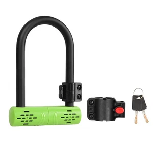 Heavy-Duty Bicycle U-lock Steel Bike Lock Anti Theft w/ lock frame Green Lock - Picture 1 of 13