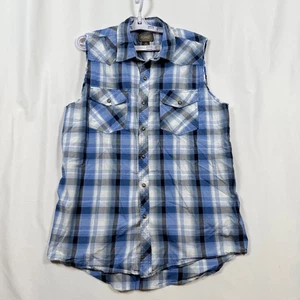 C.E. Schmidt Workwear camicia western uomo media a quadri senza maniche a scatto perla - Foto 1 di 6