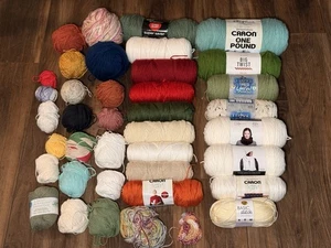 9 Pounds - Huge Mixed Lot Of Yarn Skeins Balls Various Brands Some New & Partial - Picture 1 of 16