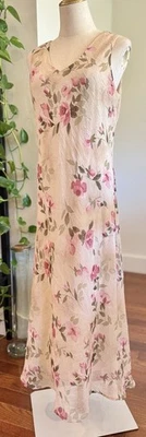 10码复古棕褐色透明雪纺背心长裙花卉垂玫瑰黄色复古 — 第 1/4 张图片