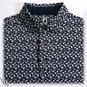 MINT FootJoy Athletic Fit Beach Life Print Lisle Performance Polo Men's S /Shark - Picture 1 of 8