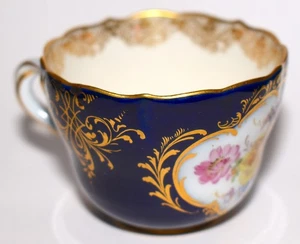 Antique Meissen Dresden Demitasse Cup Cobalt Gold Floral Germany 19thC FreeS&H - Picture 1 of 10